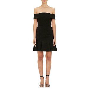 N/NICHOLAS Black Off The Shoulder Flounce Ponte Mini Dress Size 6